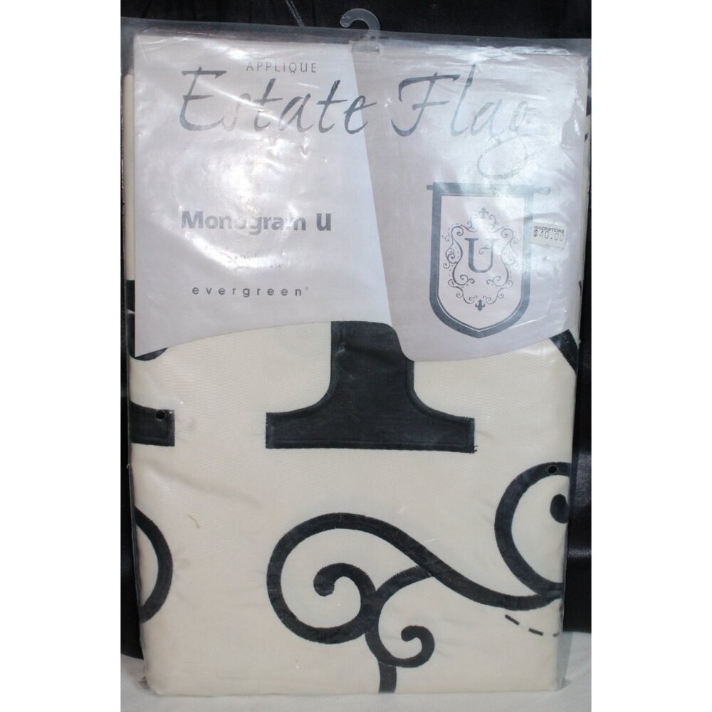 NIP Evergreen Initial Monogram  "U"  House Flag Banner Estate Size 36 x 54